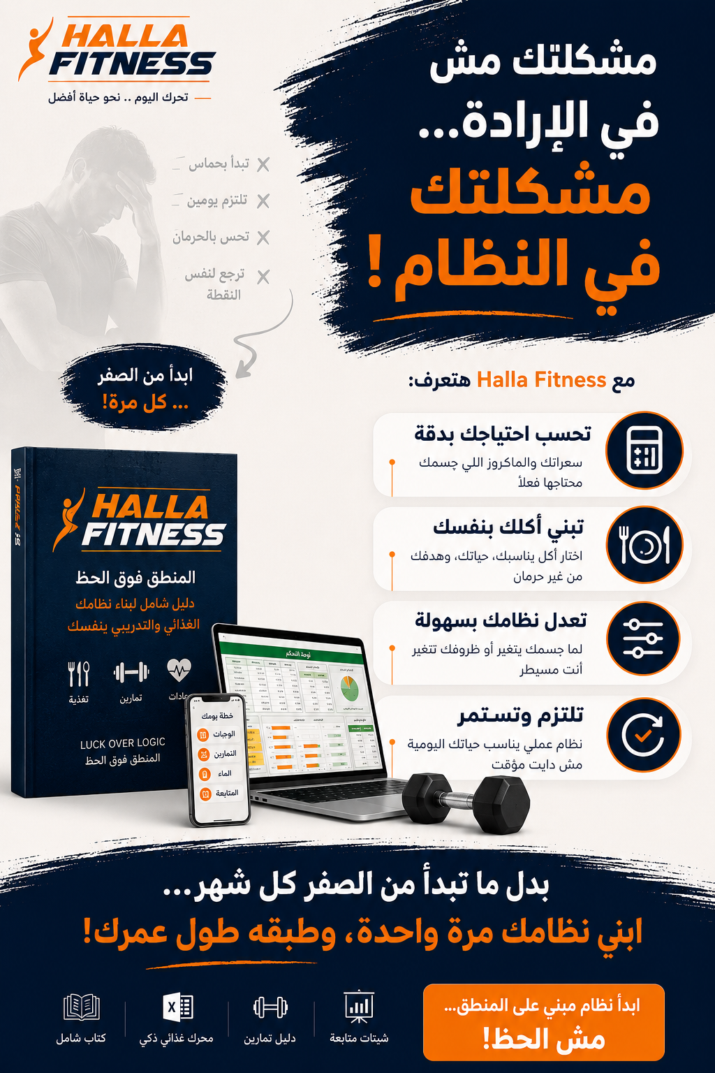 مشكلتك مش في الإرادة، مشكلتك في النظام — Halla Fitness